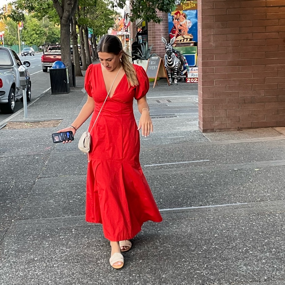 Abercrombie & Fitch Bold Red Midi Dress